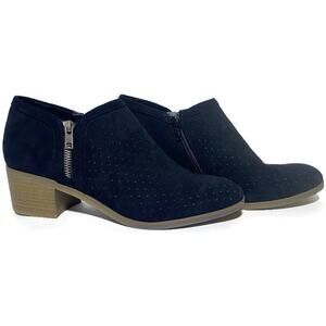 Sonoma Ortho Lite Black Suede Ankle Shoes Women's Size 9.5 Medium With Side Zip